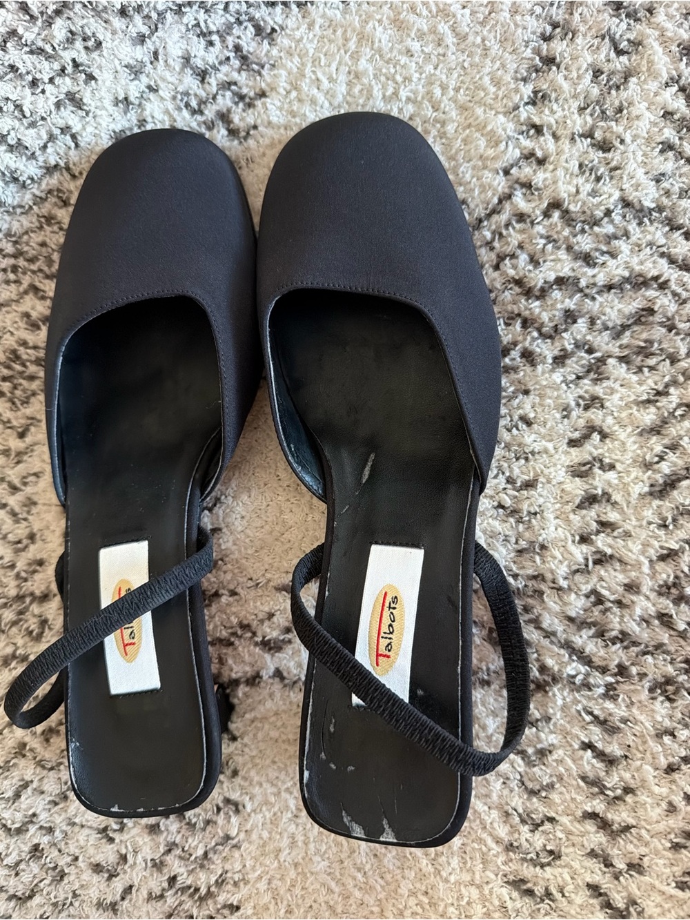 Talbots Black Square-Toe Slingback Mules